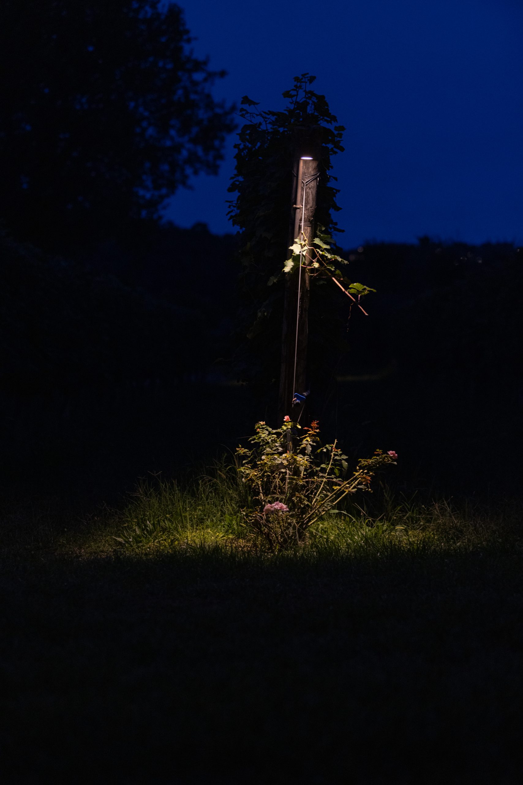 Lampada lanterna illumina scale in pietra