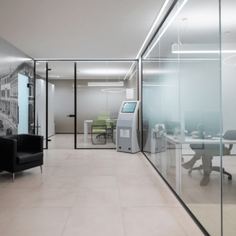 Illuminazione led sala d'attesa banca