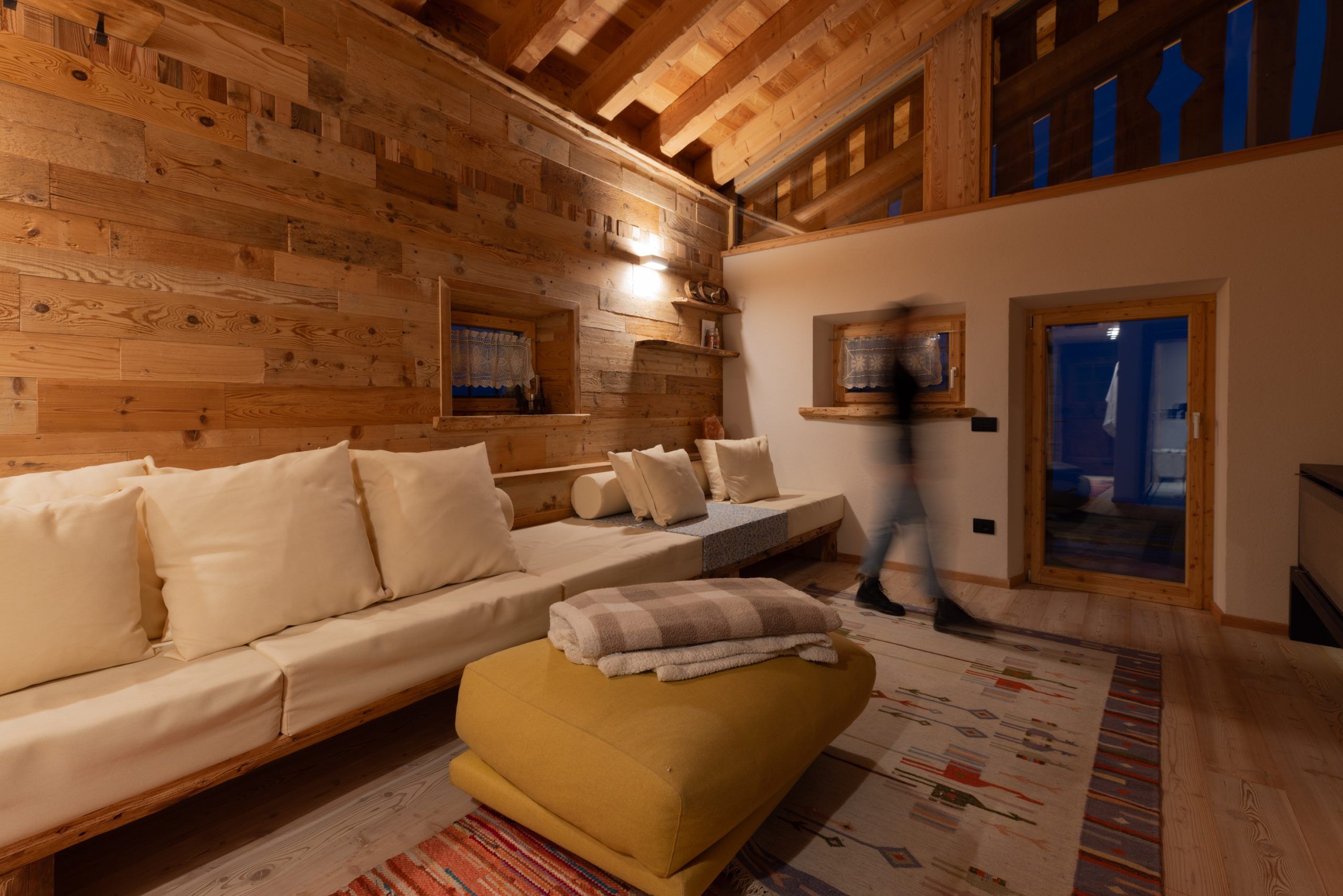 Veduta della zona living dello chalet